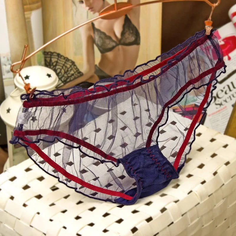 Transparent Underwear for Women Sexy Panties Mesh See-Through Female Cotton Crotch Low Waist Briefs Lightweight Elasticity Slips