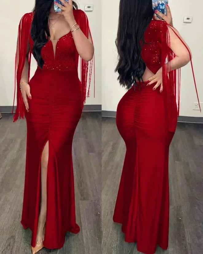 Glamorous Bodycon Evening Dress for Women in Polyester