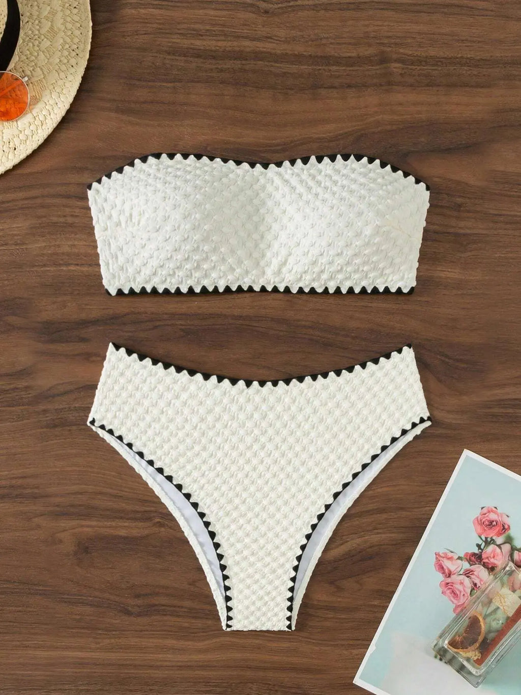 White 2 Piece Bandeau Swimsuit for Women by MALEY LifeStyle
