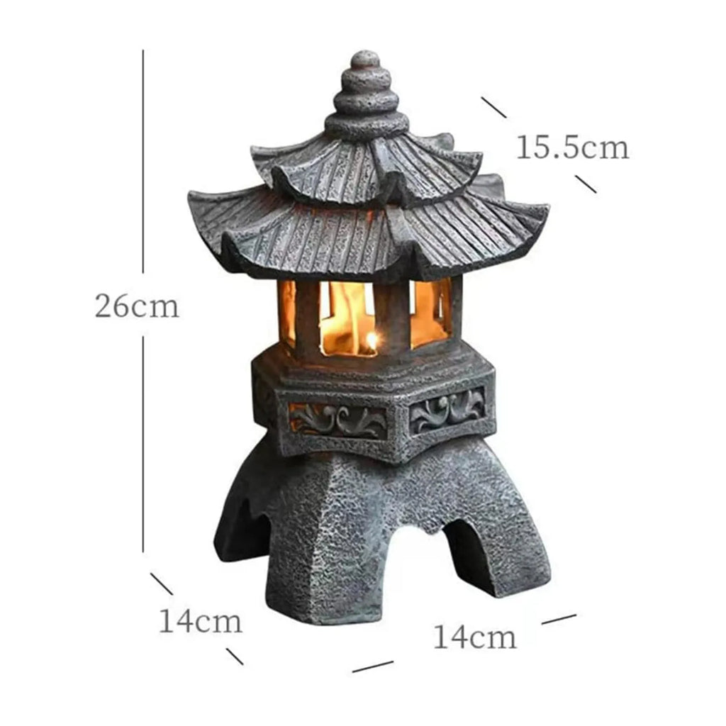 Solar Powered Zen Pagoda Lantern for Outdoor Garden Decor