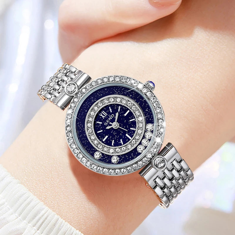 Luxury Silver Quartz Bracelet Watch for Women