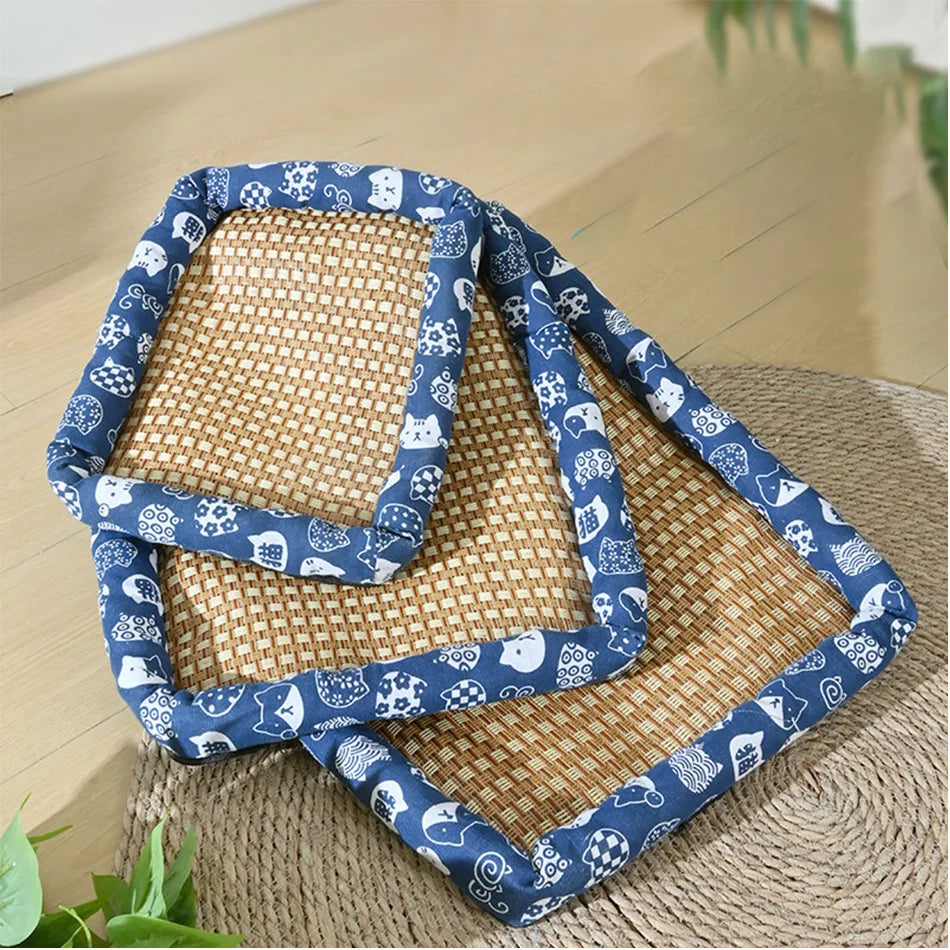 Cooling Neck-Support Pet Bed with Cat Pattern for Summer