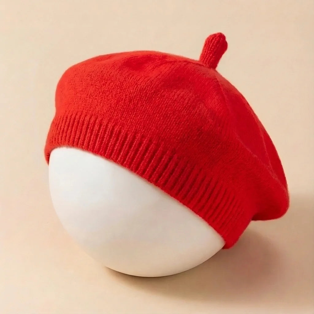 Solid Color Baby Beret Hat for Spring Infant Protection