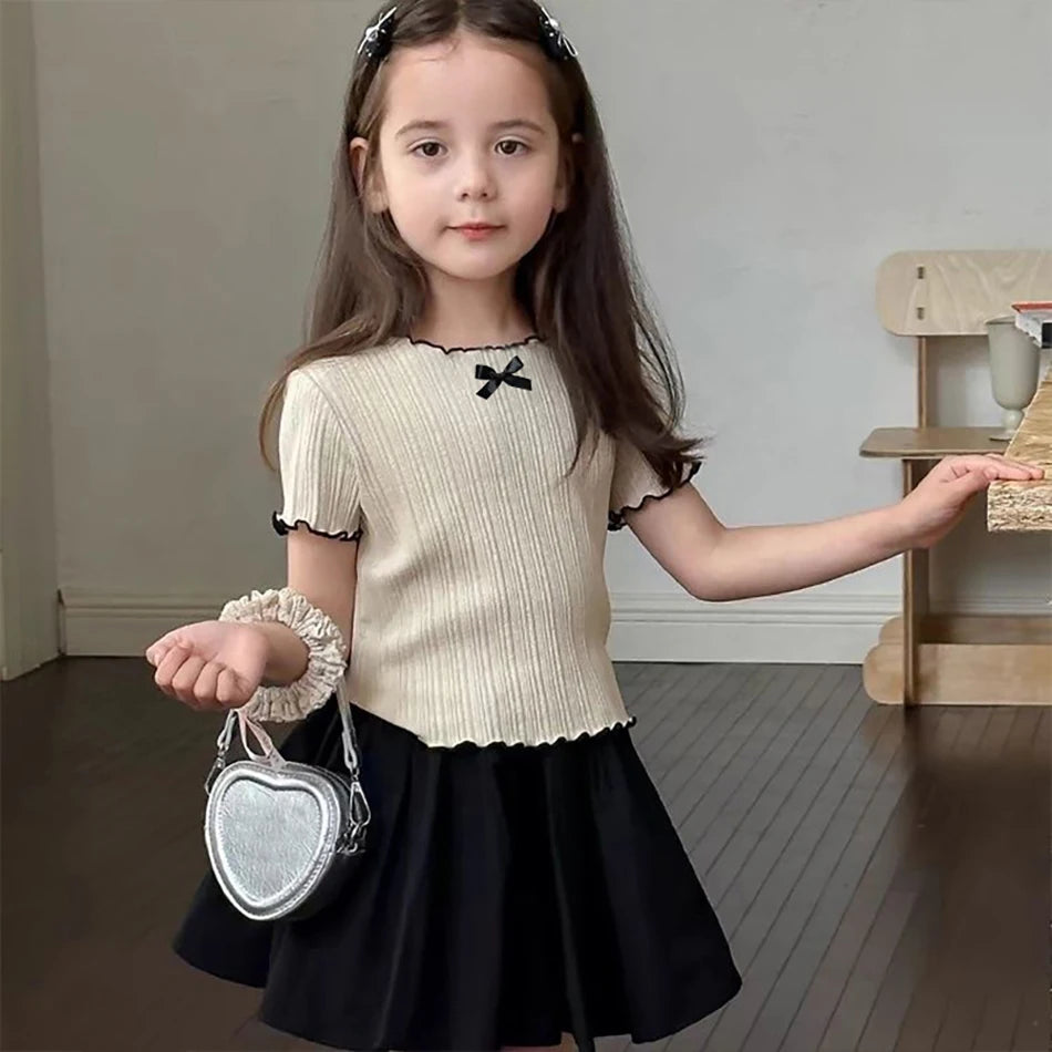 Girls' Korean Style Ice Silk T-shirt for Summer 2025