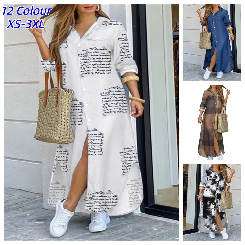 Literary Printing Long Shirt Skirt for Women by MALEY LifeStyle