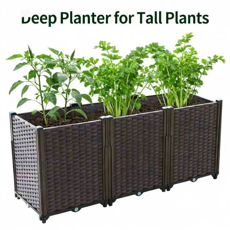 Heavy Duty Plastic 3-Tier Planter Box for Outdoor Use