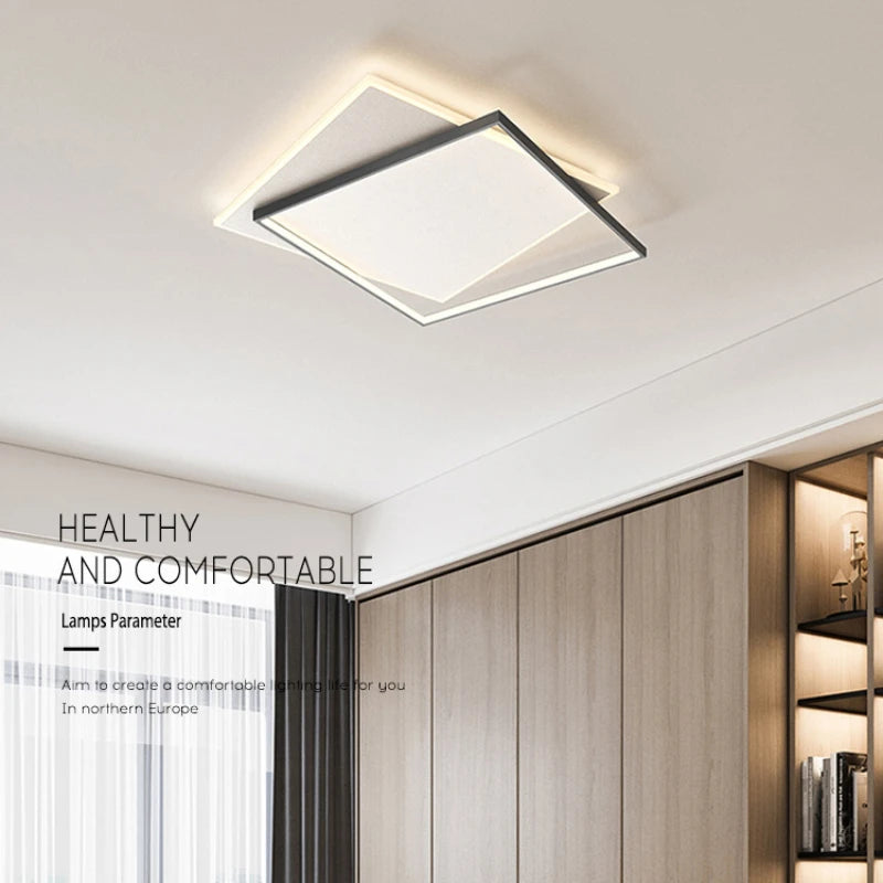 Modern Minimalist Square Ceiling Light in Black