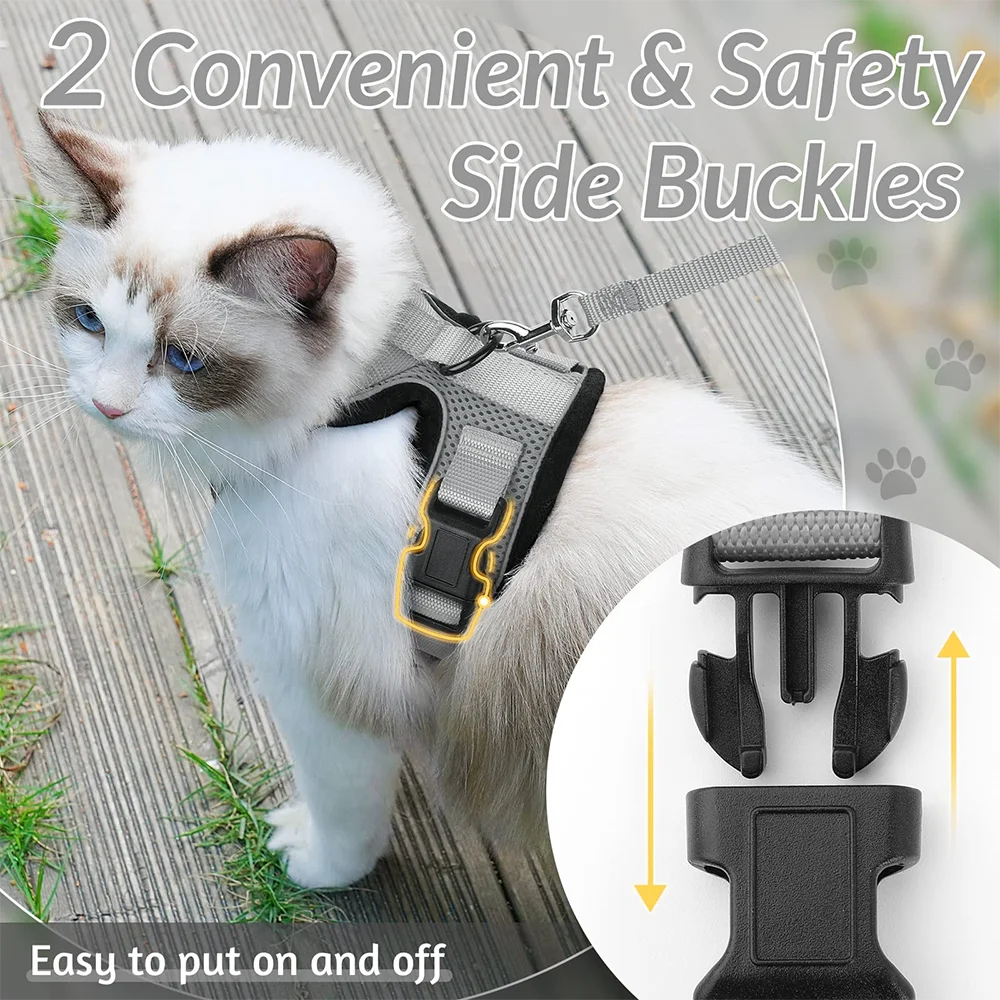 Adjustable Cat Harness and Leash Set for Small Pets