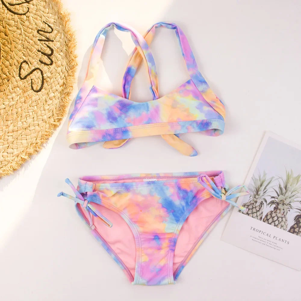 Girls Two Piece Bikini Swimsuit Set for Ages 6-14