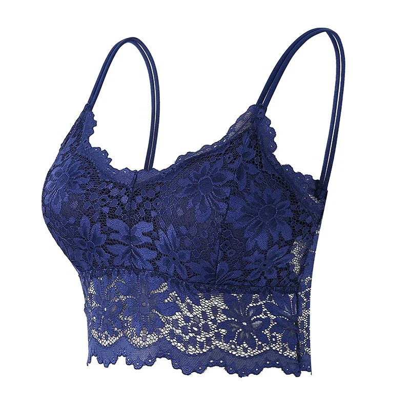 Lace Wireless Bralette for Women - Comfortable Solid Color Design