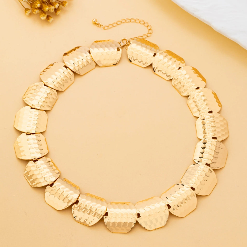 Geometric Round Metal Necklace for Women, Minimalist Style