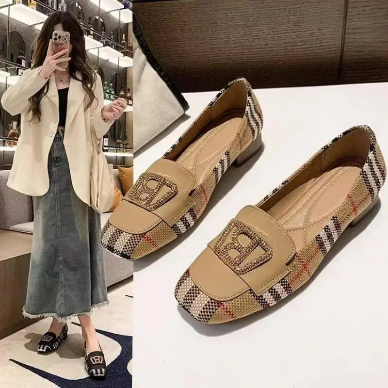Stylish Women's Slip-On Loafers with Square Toe and Chunky Heels