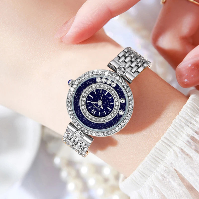 Luxury Silver Quartz Bracelet Watch for Women
