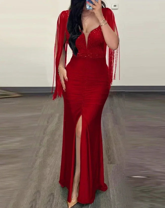 Glamorous Bodycon Evening Dress for Women in Polyester