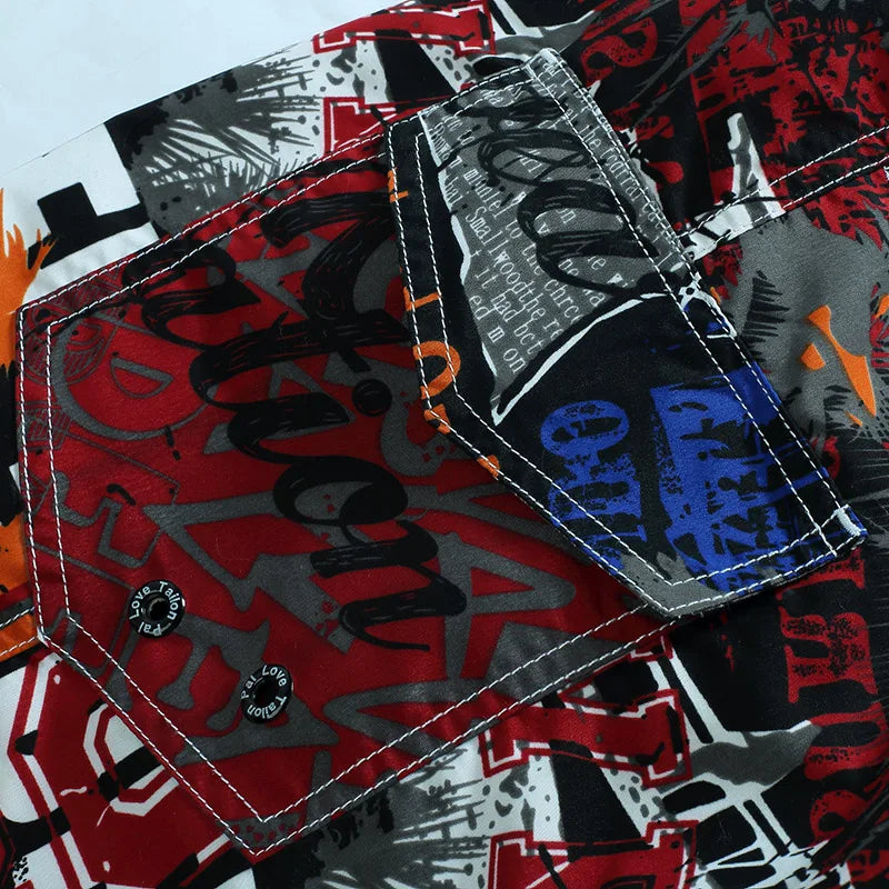 Men's Quick Dry Print Swim Trunks for Summer Beach Wear