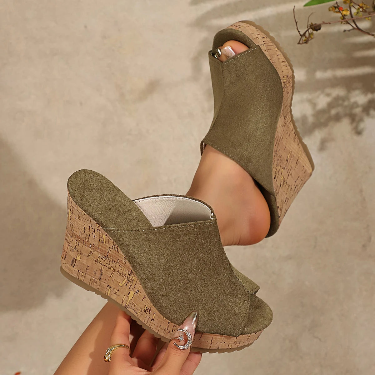 High Heel Open-Toe Wedge Sandals for Women in Retro Style