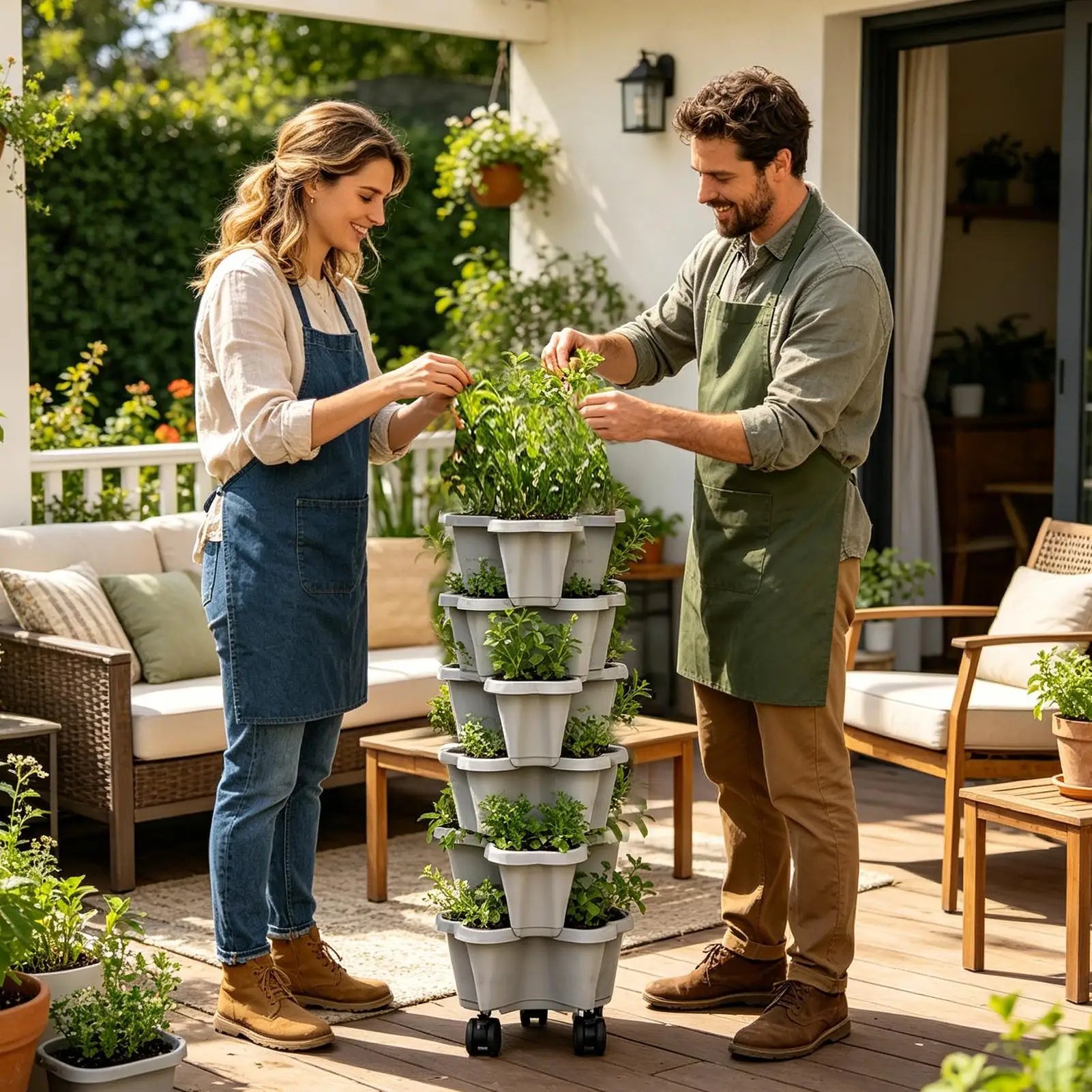 6-Tier Vertical Planter with Wheels for Indoor Outdoor Gardening