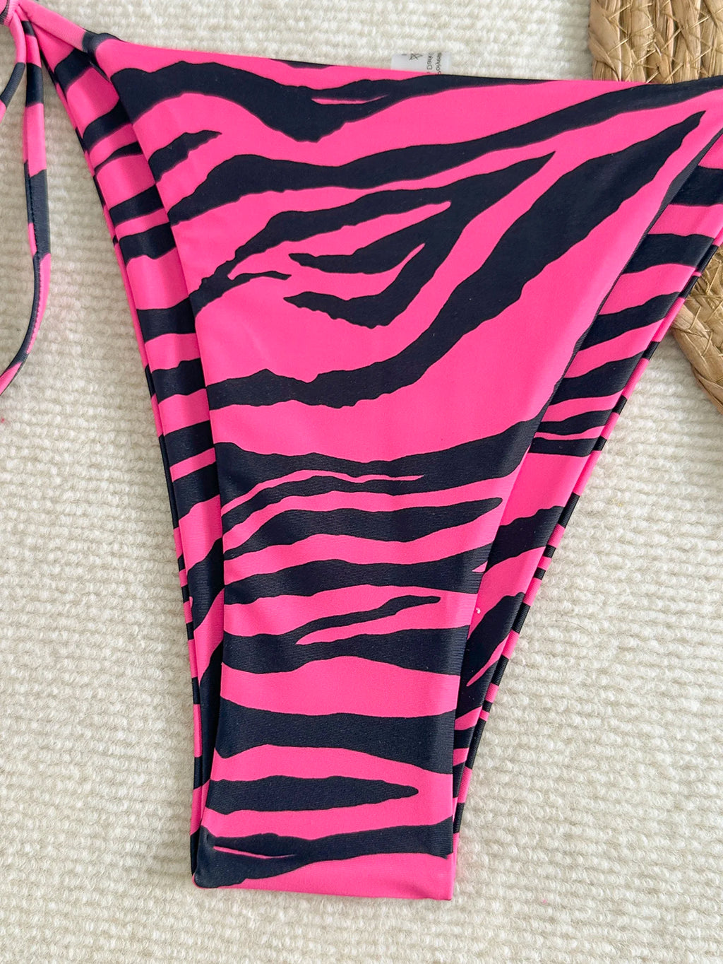 Rose Red and Black Zebra Print Women's Bikini Set