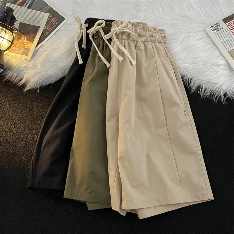 Men's Casual Drawstring Shorts in Black Green Khaki