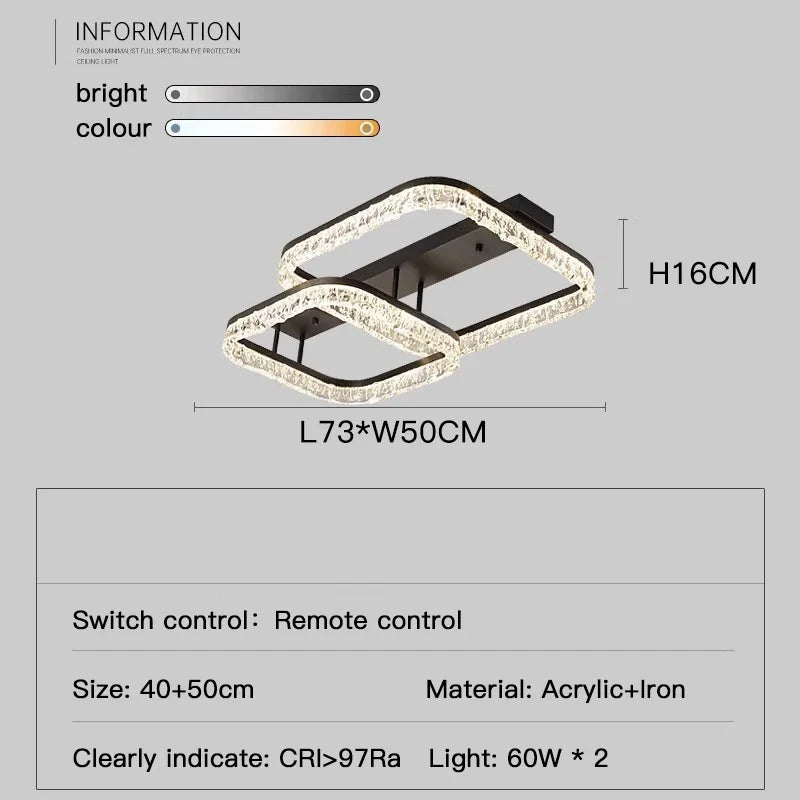 Luxury Black Modern Ceiling Lamp with Remote Control