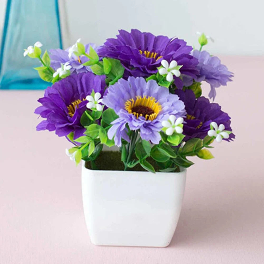 Purple Rose Artificial Potted Plant for Home and Garden