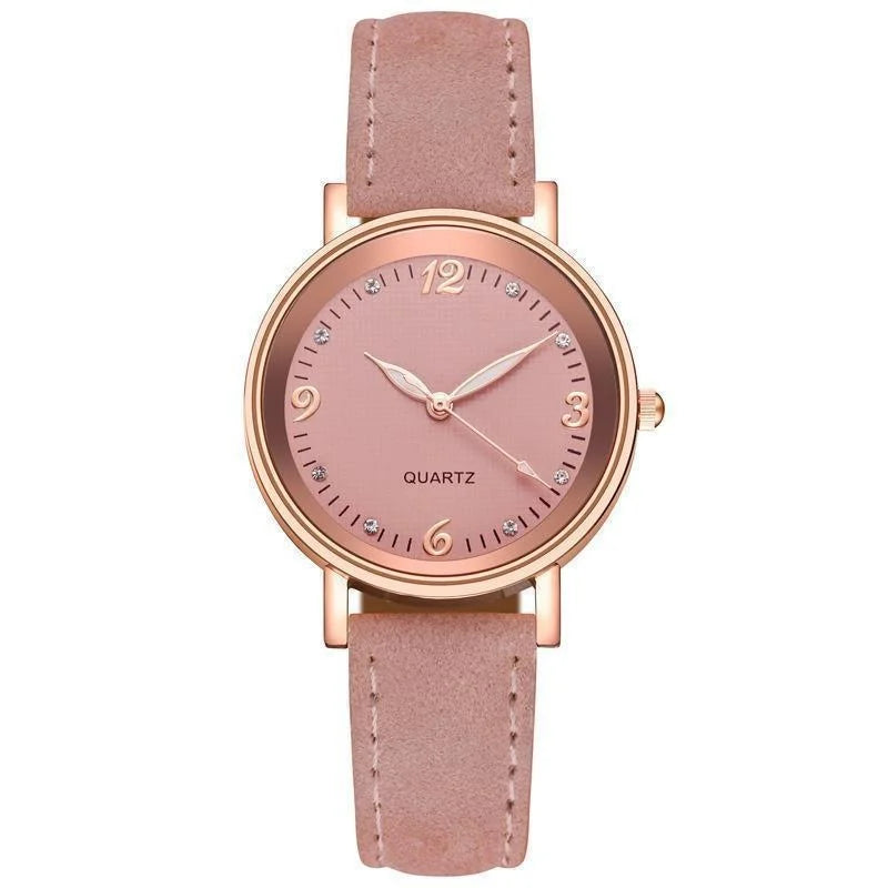 Elegant Women's Quartz Watch with Leather Band and Luminous Dial