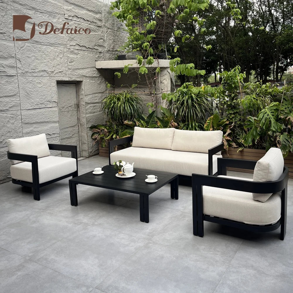 Aluminum Outdoor Sofa Set with Ottoman for Modern Gardens