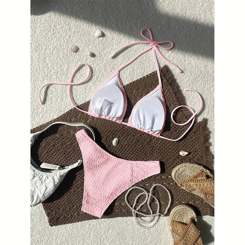 MALEY LifeStyle Women's Bandeau Triangle Bikini Set for Beach