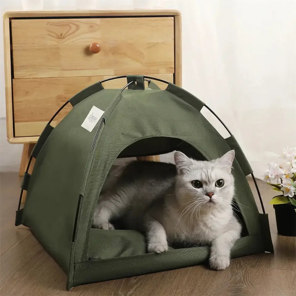 Outdoor-Style Semi-Enclosed Pet Tent for Small Pets