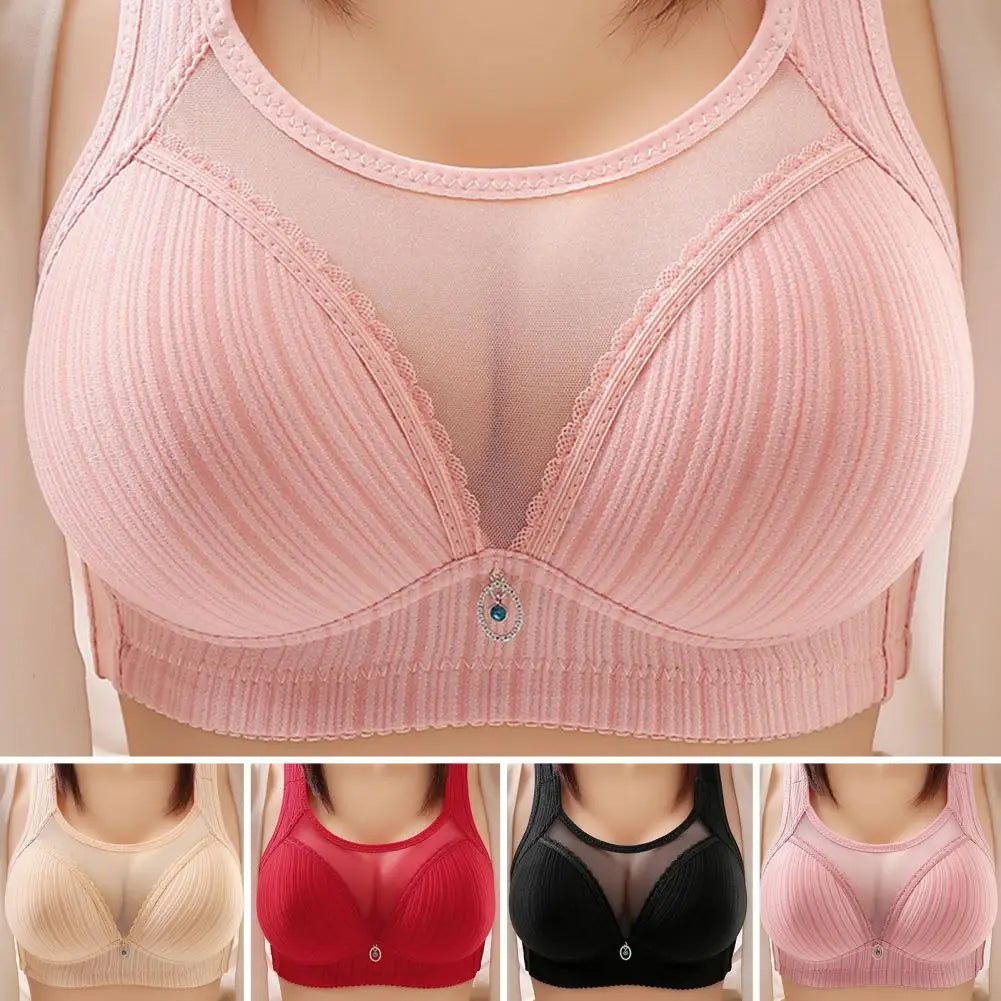 Comfortable Women Wireless Push-up Sports Bra with Wide Straps