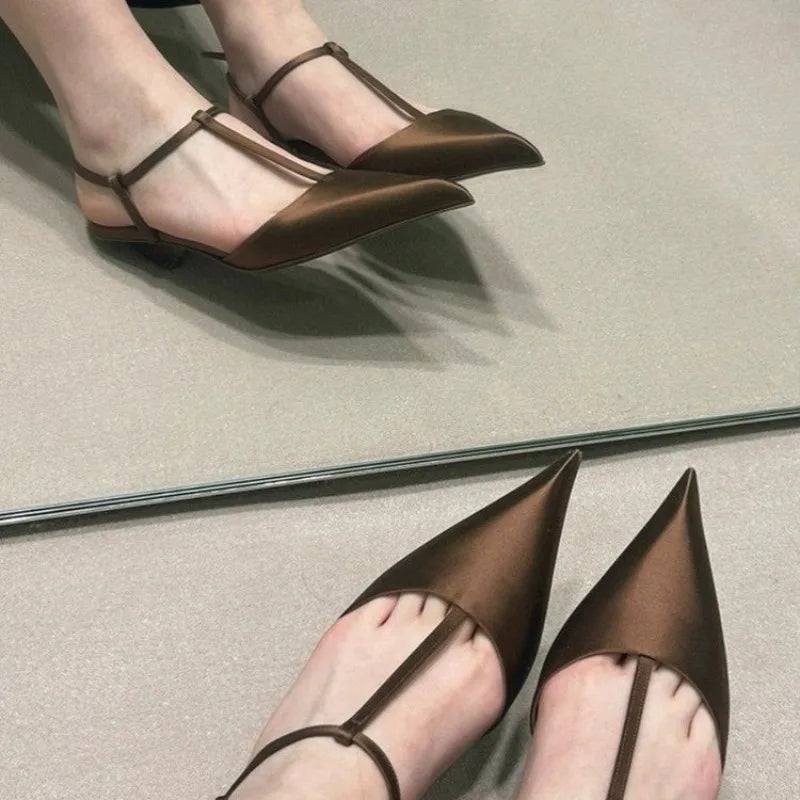 UETEEY Women's Pointed Toe Low Heel Sandals for Dress