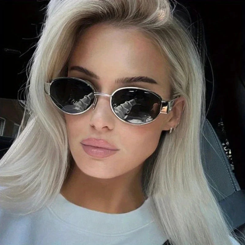 Trendy Oval Sunglasses for Women in Alloy Frame