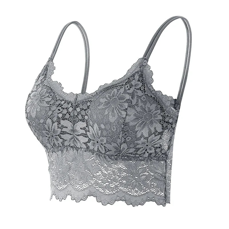 Lace Wireless Bralette for Women - Comfortable Solid Color Design