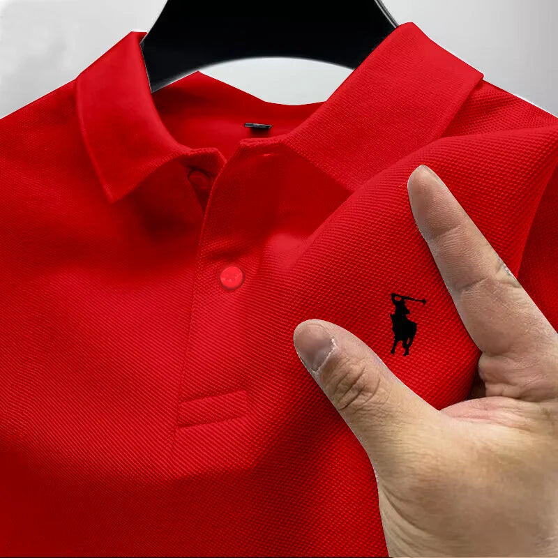 Men's Polo shirt with multiple color options.Small horse print collar short-sleeved T-shirt. Business casual breathable golf top