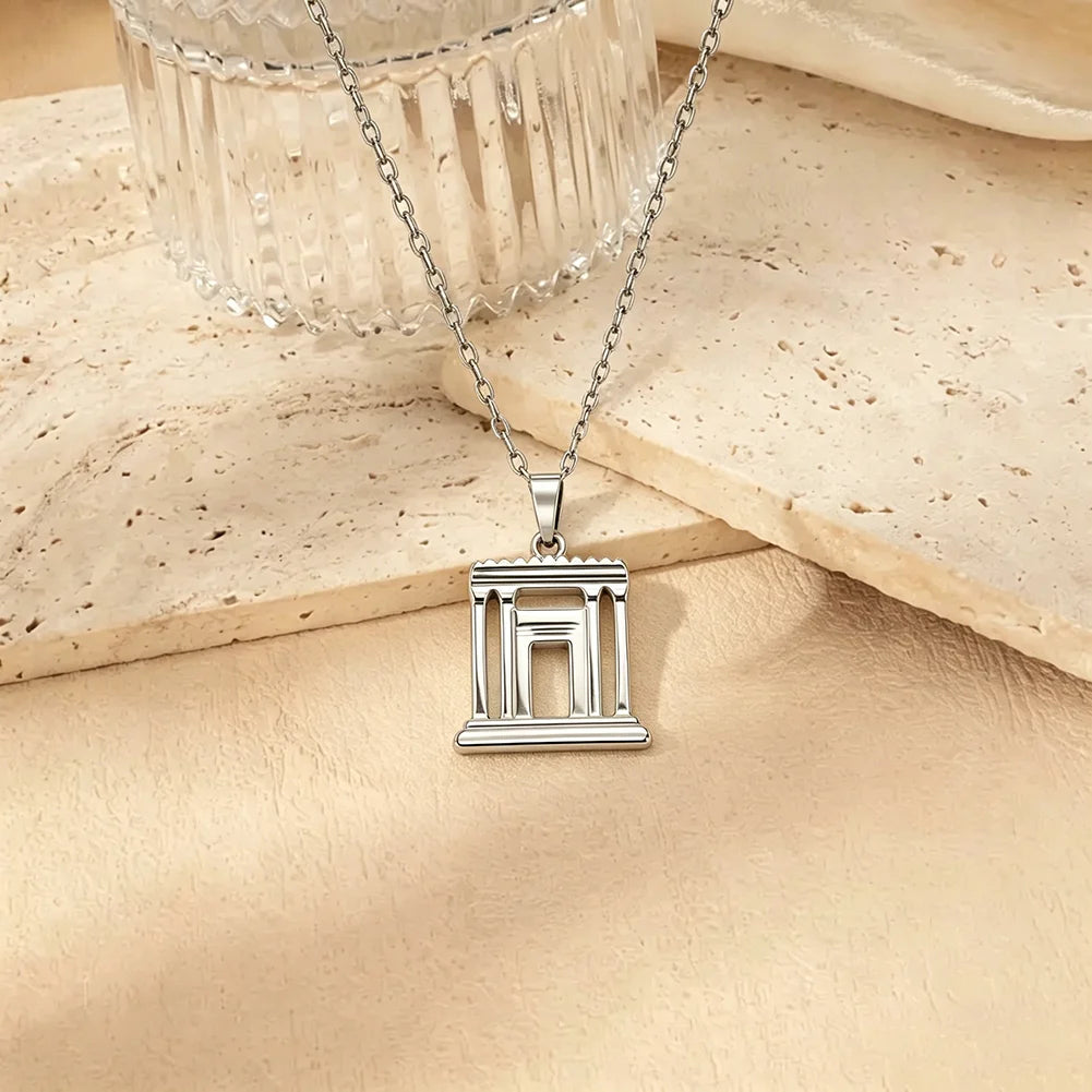Jerusalem Holy Second Temple Pendant Necklace in Stainless Steel