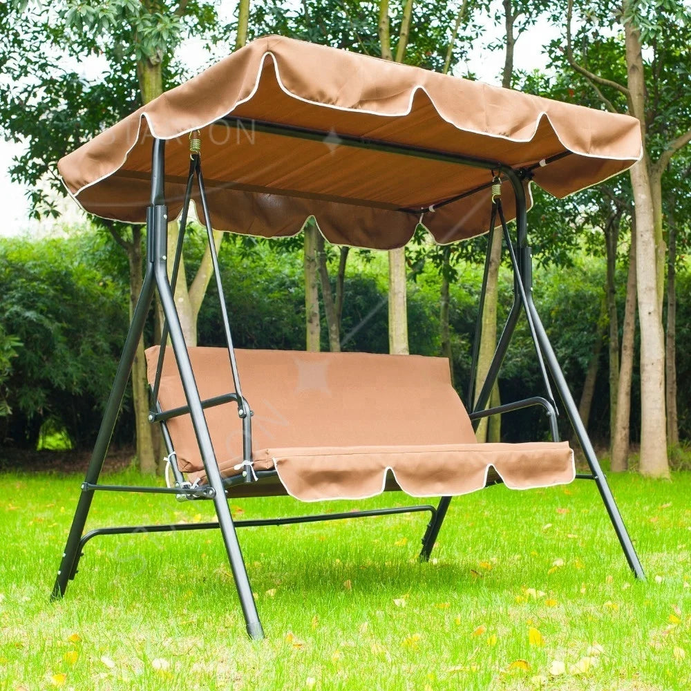 Modern Outdoor 2-Seat Patio Swing with Canopy and Metal Frame
