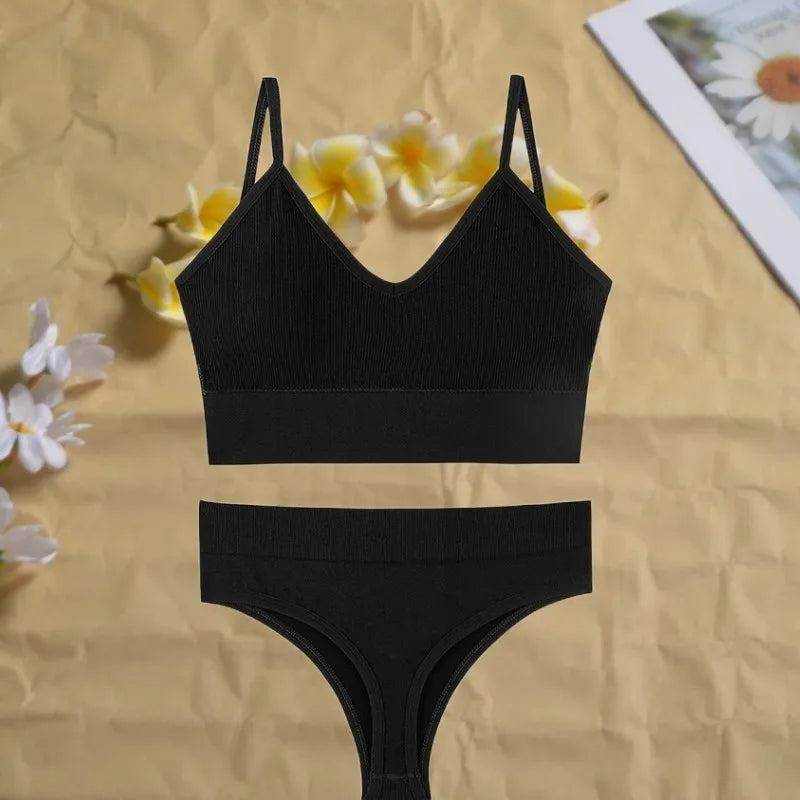 Women's Seamless Pushup Bra and Thong Lingerie Set