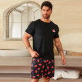 Men's Pajamas Loungewear Set New Loose Two-Piece Set Boys Fashion Solid Color Short Sleeve Shorts Pajama Pants Pijama Hombre