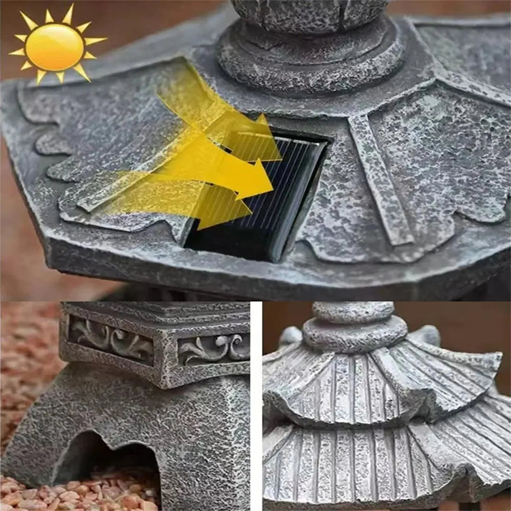 Solar Powered Zen Pagoda Lantern for Outdoor Garden Decor