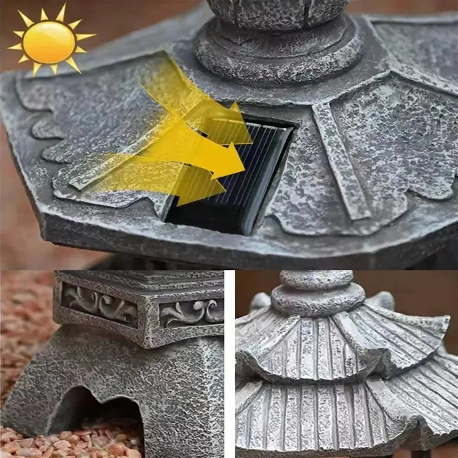 Solar Powered Zen Pagoda Lantern for Outdoor Garden Decor