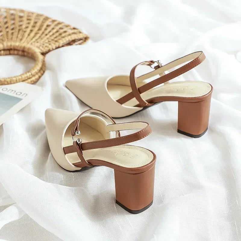 Elegant Chunky High Heels for Women with Pointed Toe