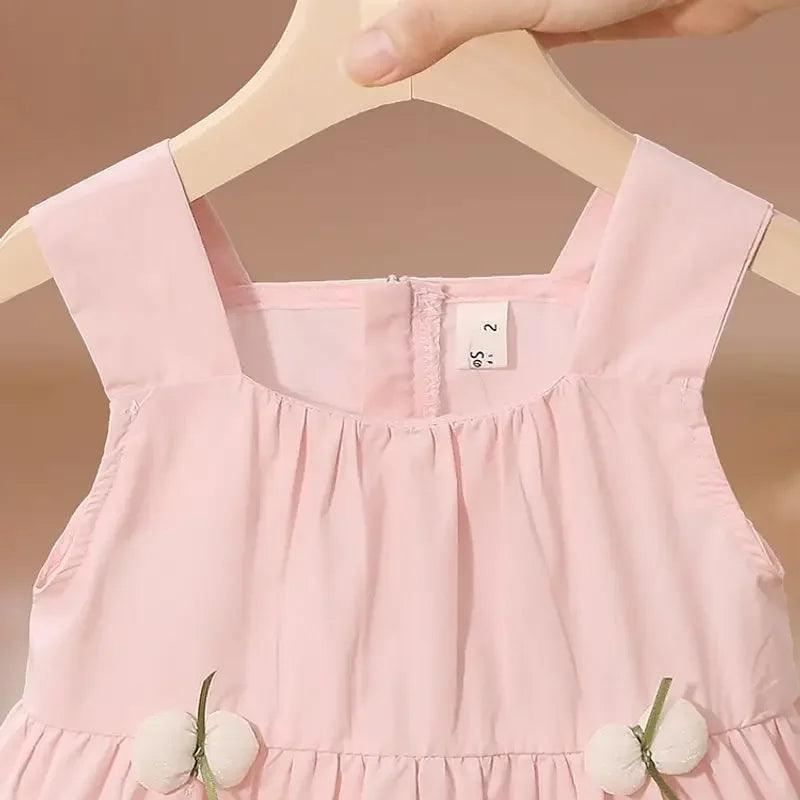 Girls' Summer A-Line Dress in Solid Color by bywindto