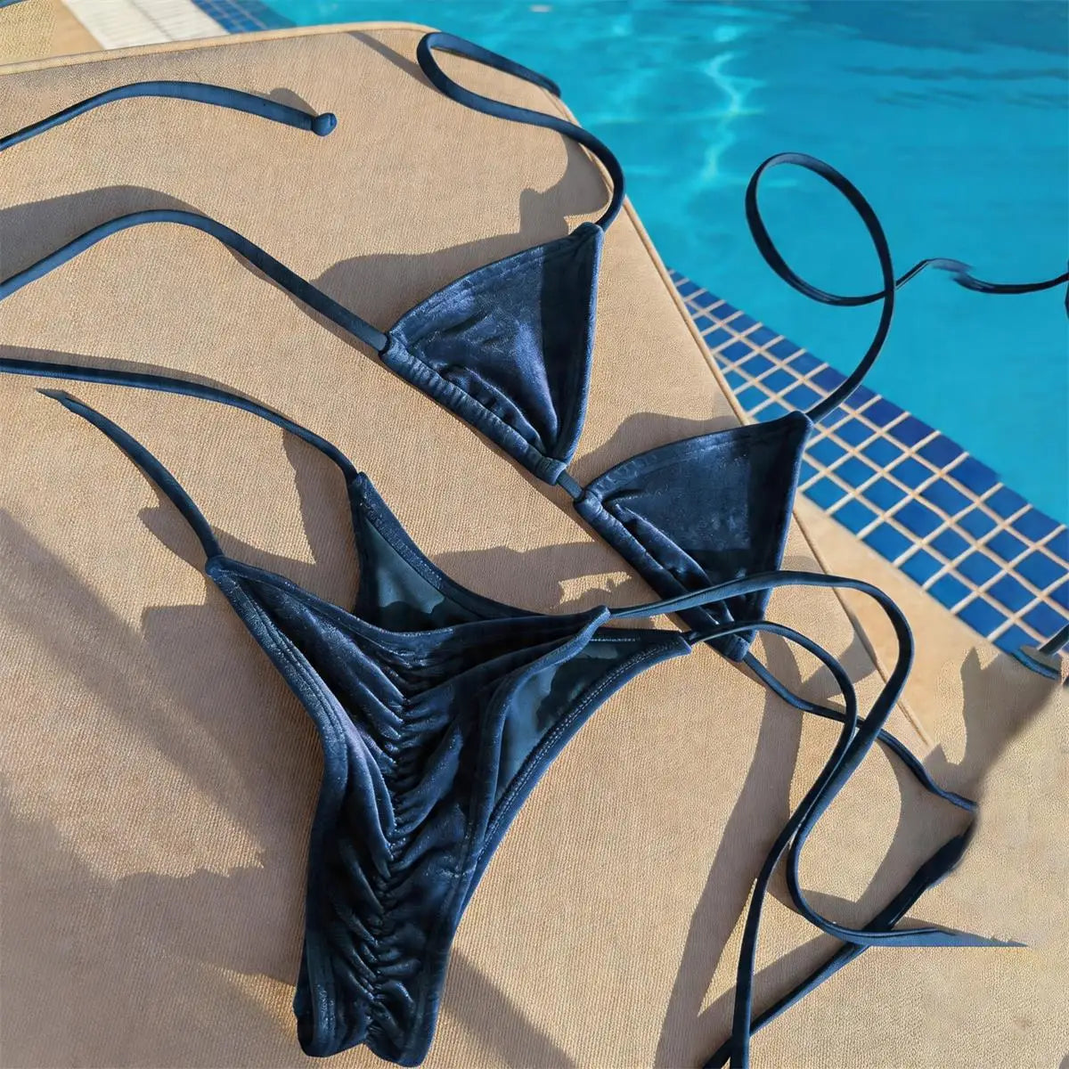Shiny Bandeau Bikini Swimsuit for Women by MALEY LifeStyle