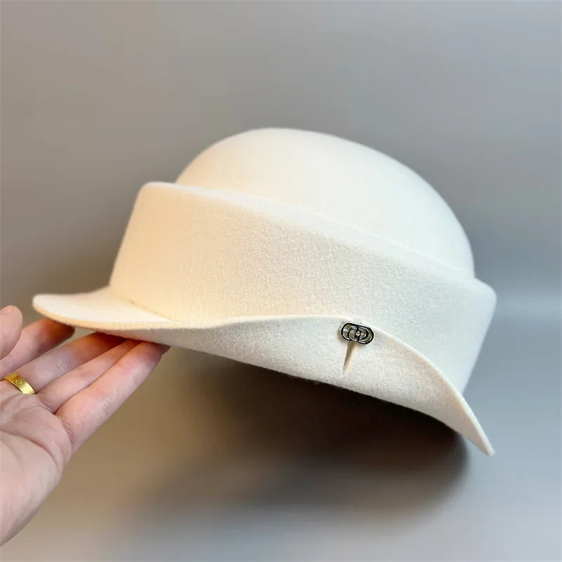 Elegant Wool Fedora Hat for Women in Retro Style