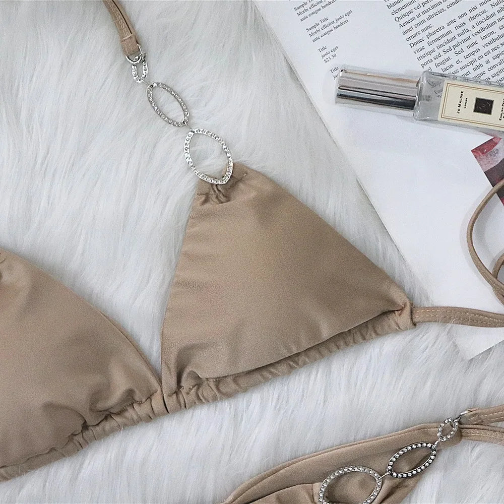 Elegant Rhinestone Bikini Set for Women by Indoversuit