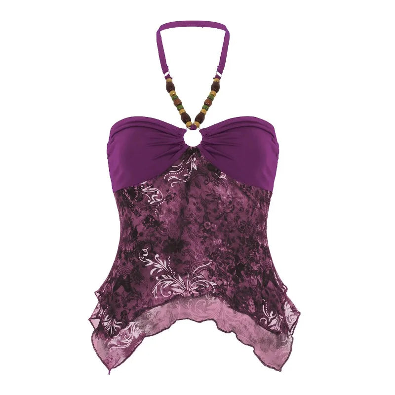 Solid Color Halter Crop Top for Women by JIAYAN