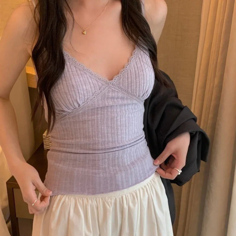 Lace Cami Top for Women Slim Fit Summer Layering Vest