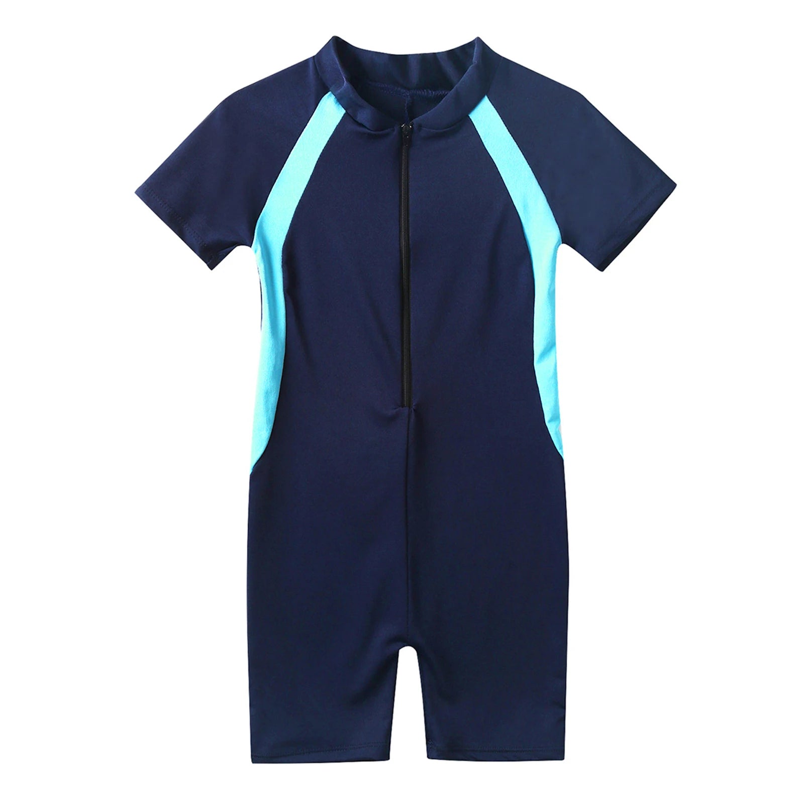 Girls Short Sleeve Wetsuit Swimsuit with Zippered Closure