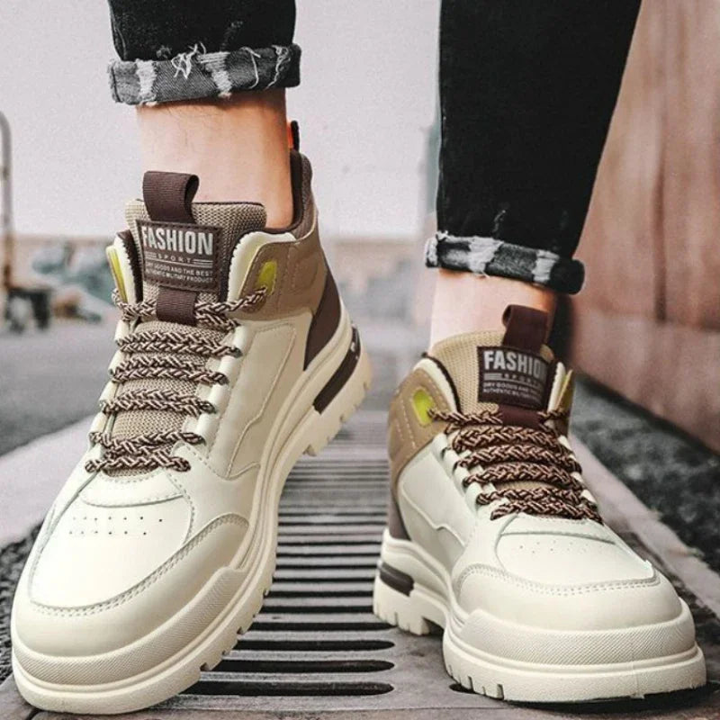 YEAE Men High Top Lace-Up Sneakers for Outdoor Walking