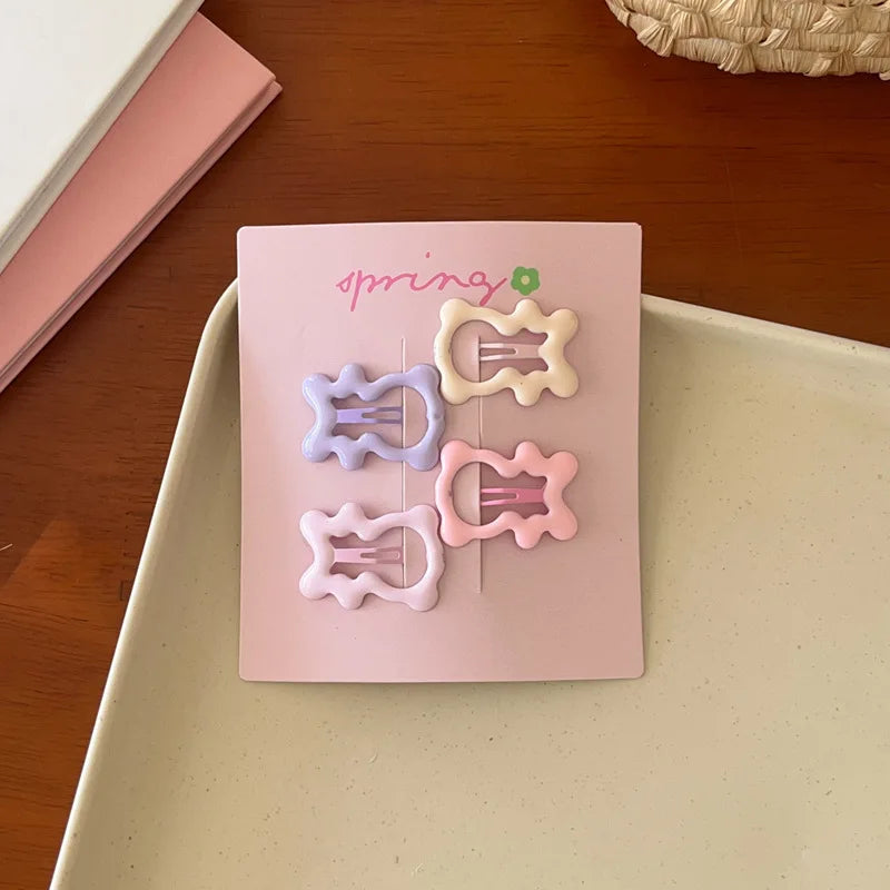 Cute Colorful Geometric Hair Clips Set for Girls